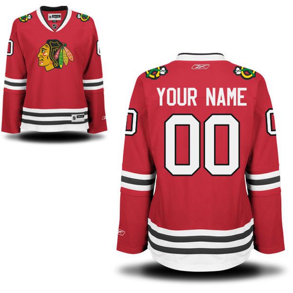 Reebok Chicago Blackhawks Women Premier Home Custom NHL Jersey - Red-->->Custom Jersey